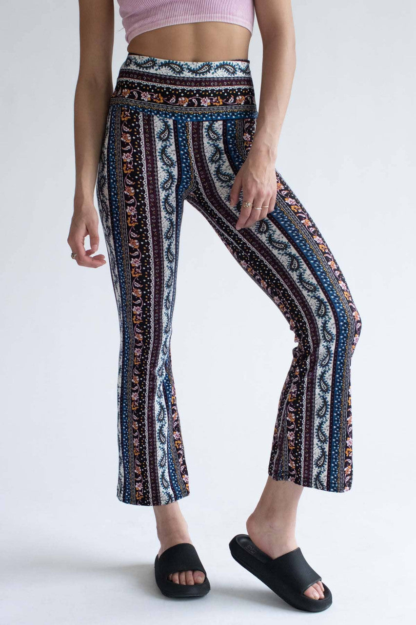 Multicolored Stone Paisley Print Bell Bottoms
