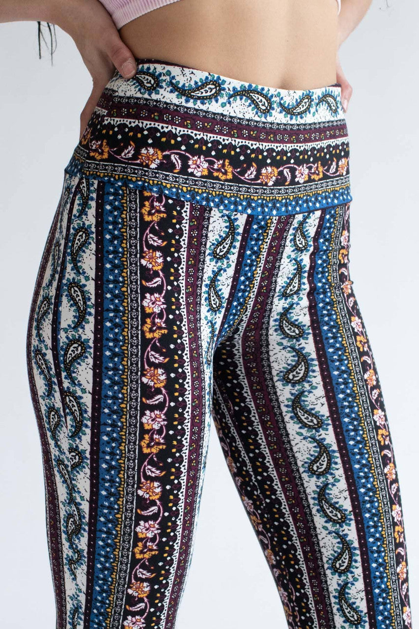 Multicolored Stone Paisley Print Bell Bottoms