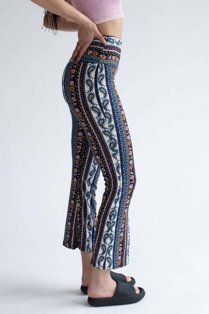 Multicolored Stone Paisley Print Bell Bottoms