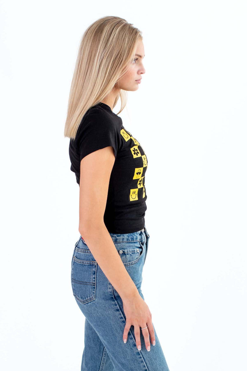 Mushroom Check Crop Tee