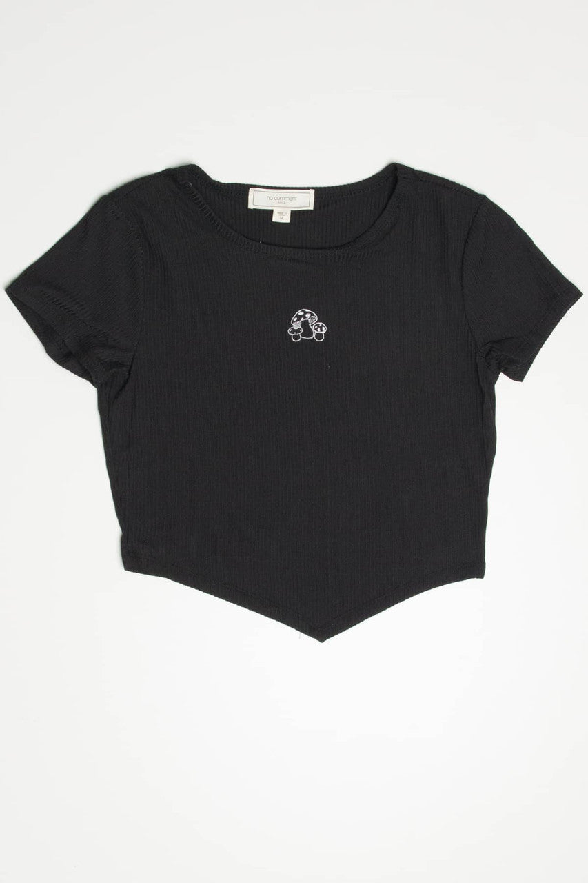 Mushroom Embroidered Hanky Hem Tee