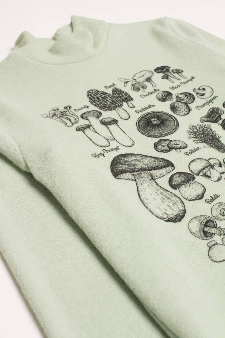 Sage Mushroom Fam Mock Neck Sweater