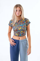 Mushroom Print Crop Tee