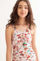 Mushroom Print Ruched Side Dress