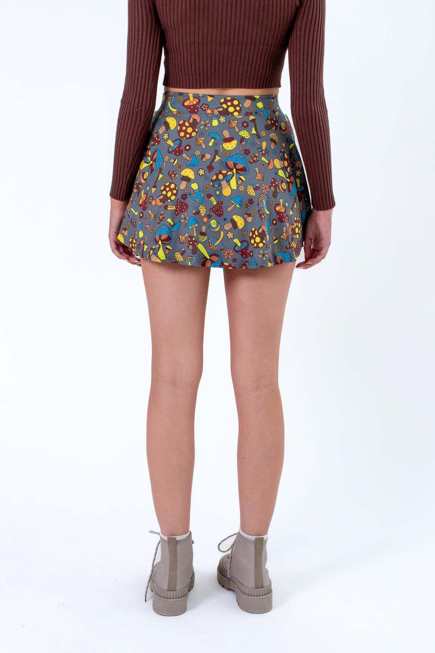 Mushroom Print Skater Skirt