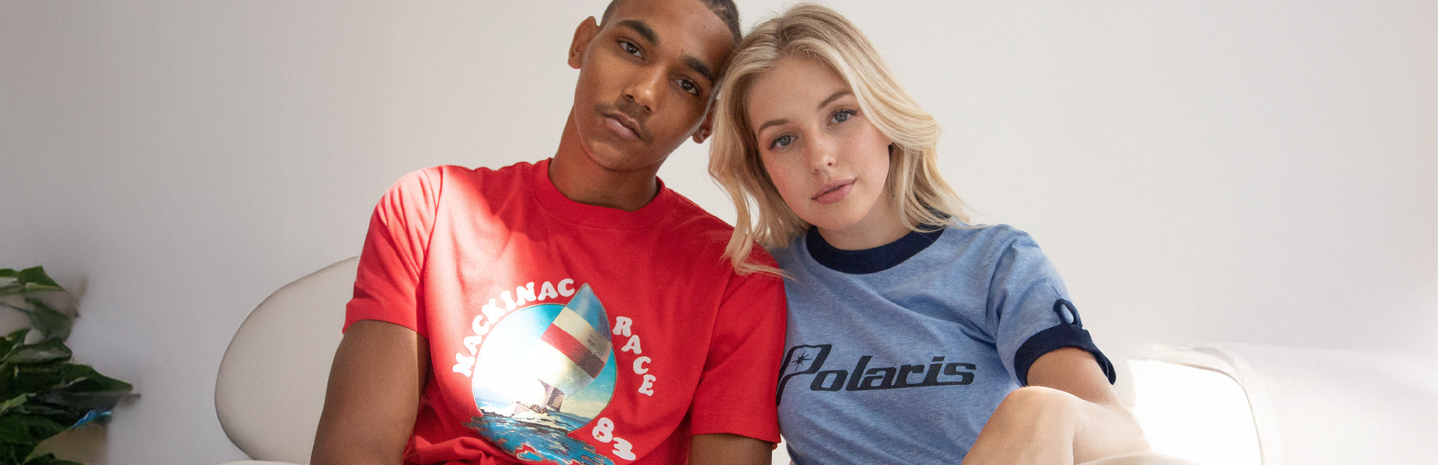 two models wearing vintage t-shirts