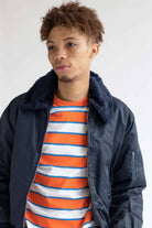 Navy Nylon Bomber Jacket