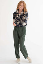 Navy Plaid Short Field Jacket