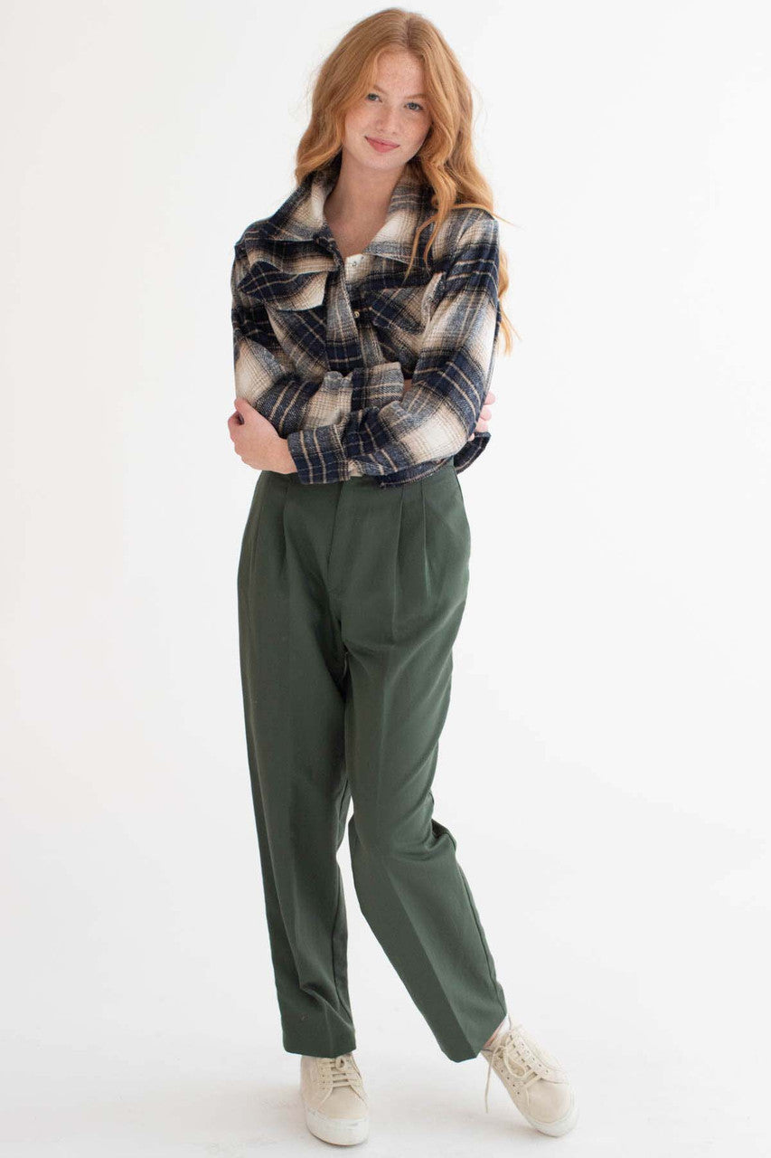 Navy Plaid Short Field Jacket