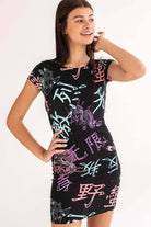 Neon Dragon Backless Dress