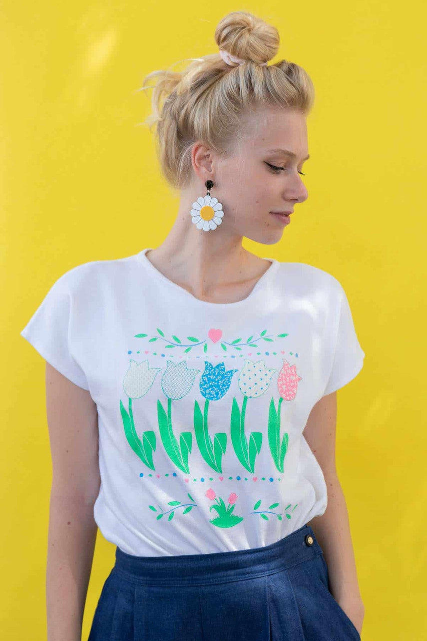 Neon Floral Screenprint T-Shirt