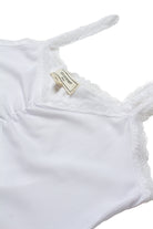 White Ruched Lace Trim Cami