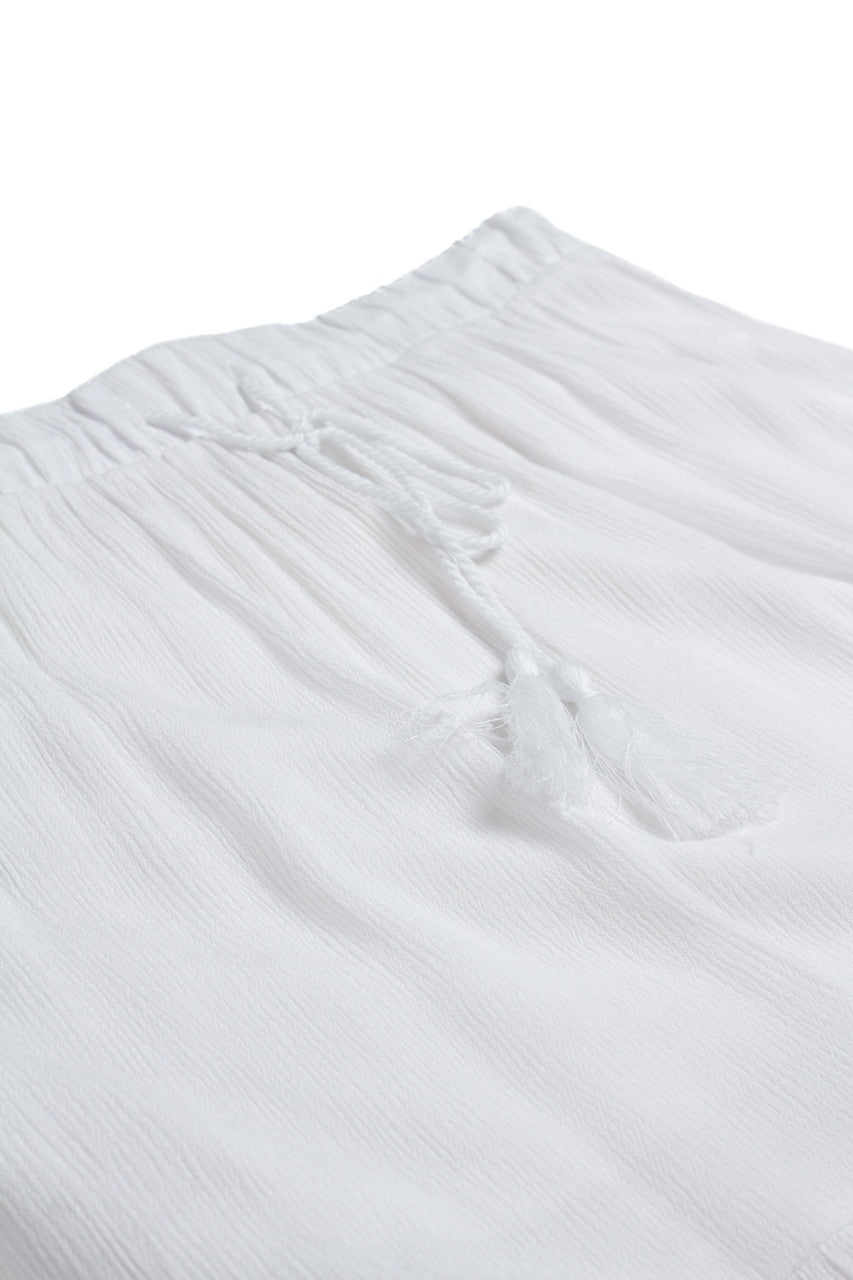 White Tassel Drawstring Maxi Skirt