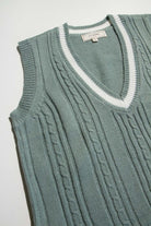 Sage Cable Tipped Sweater Vest