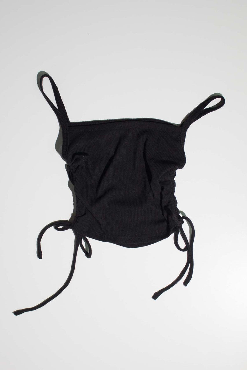 Black Ruched Side Ribbed Cami