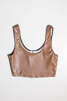 Brown Pleather Crop Tank