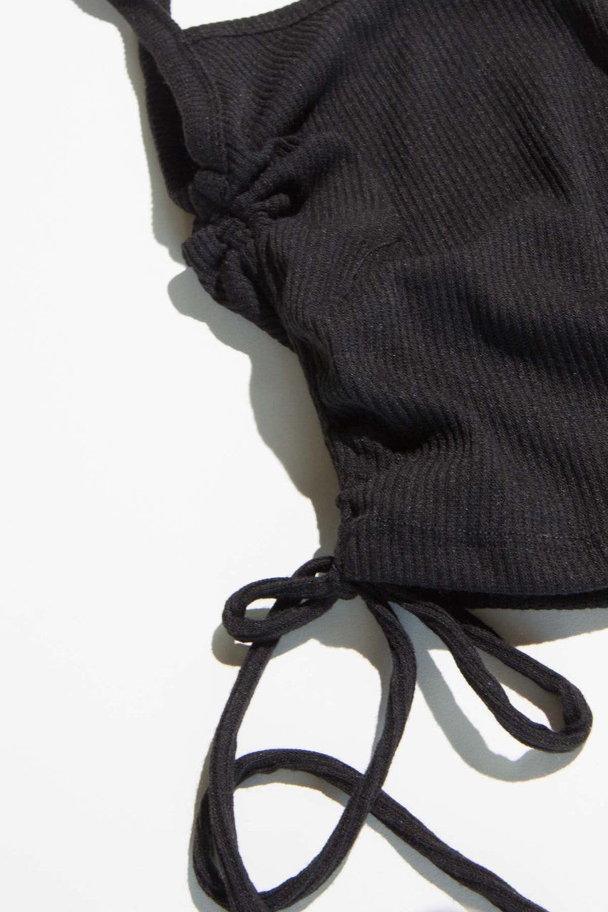 Black Ruched Side Ribbed Cami