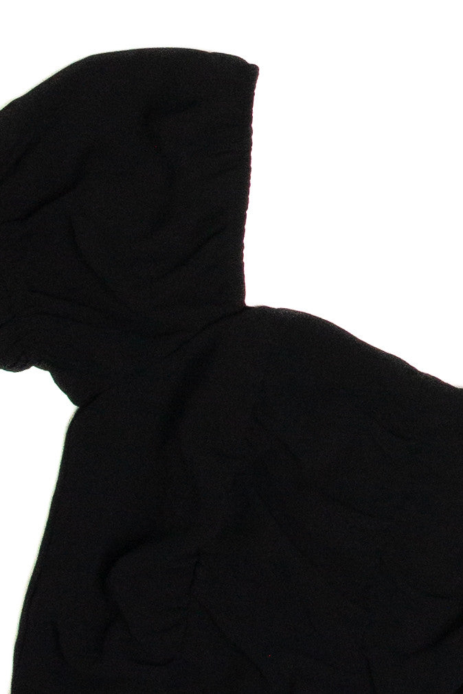 Ruched Front Black Chiffon Crop
