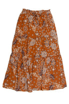 Orange Paisley Print Maxi Skirt