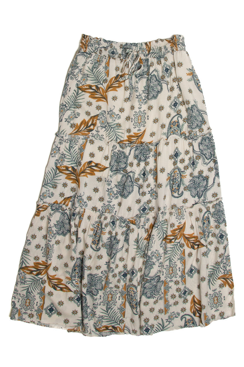 Natural Paisley Print Maxi Skirt
