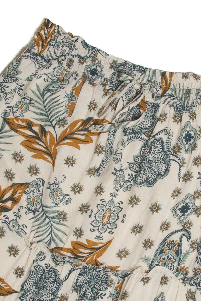 Natural Paisley Print Maxi Skirt