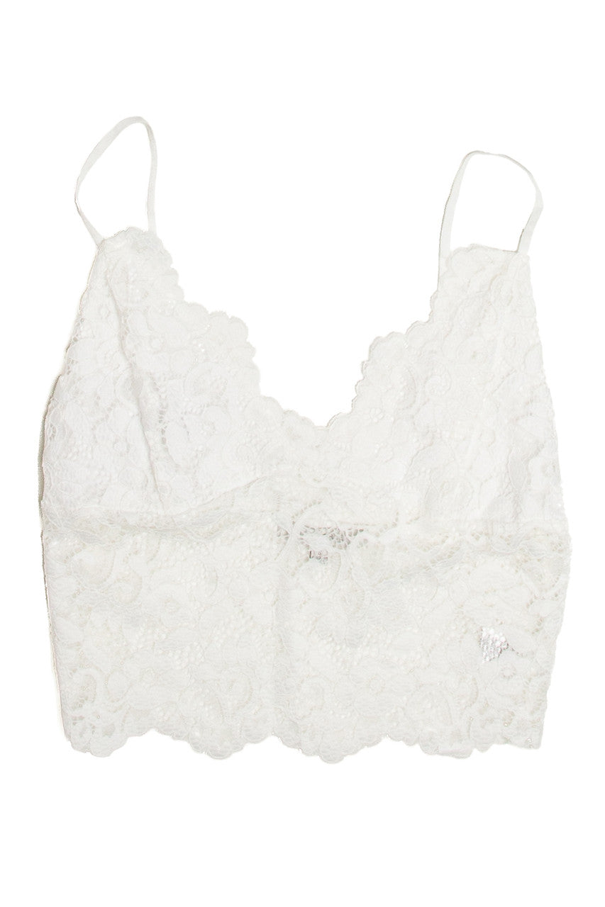 White Lace Lined Crop Cami