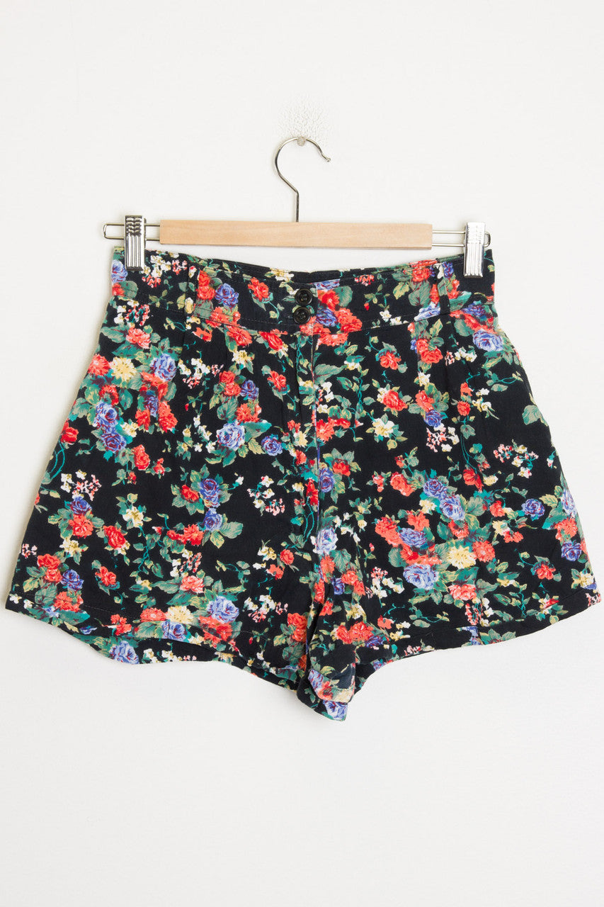 High Waist Floral Print Shorts