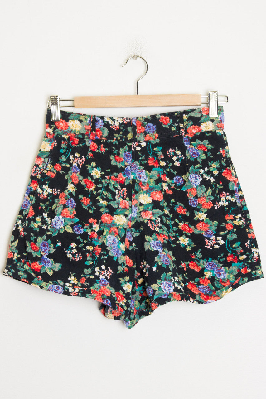 High Waist Floral Print Shorts