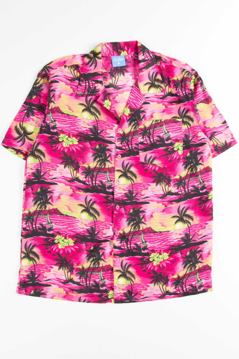 Fuchsia Ocean Sunset View Hawaiian Shirt