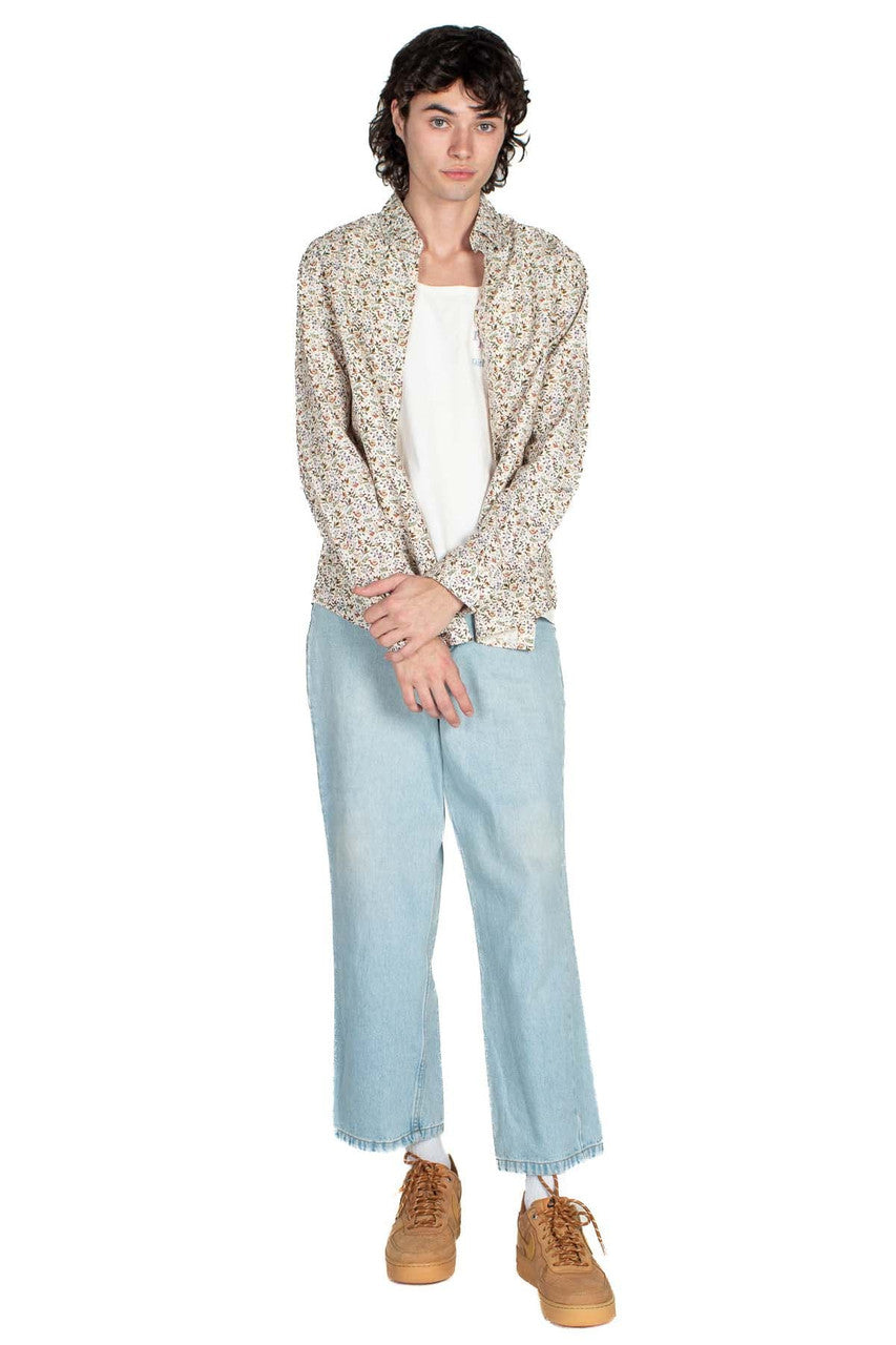 Off White Floral Long Sleeve Button Up Shirt