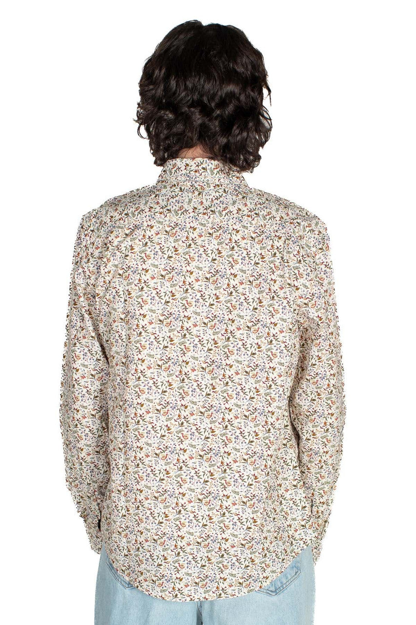 Off White Floral Long Sleeve Button Up Shirt