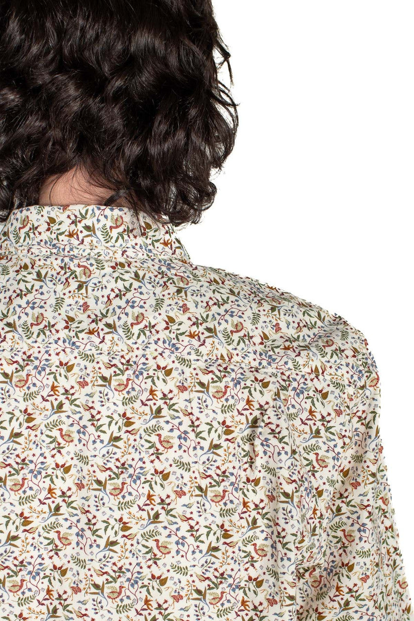 Off White Floral Long Sleeve Button Up Shirt