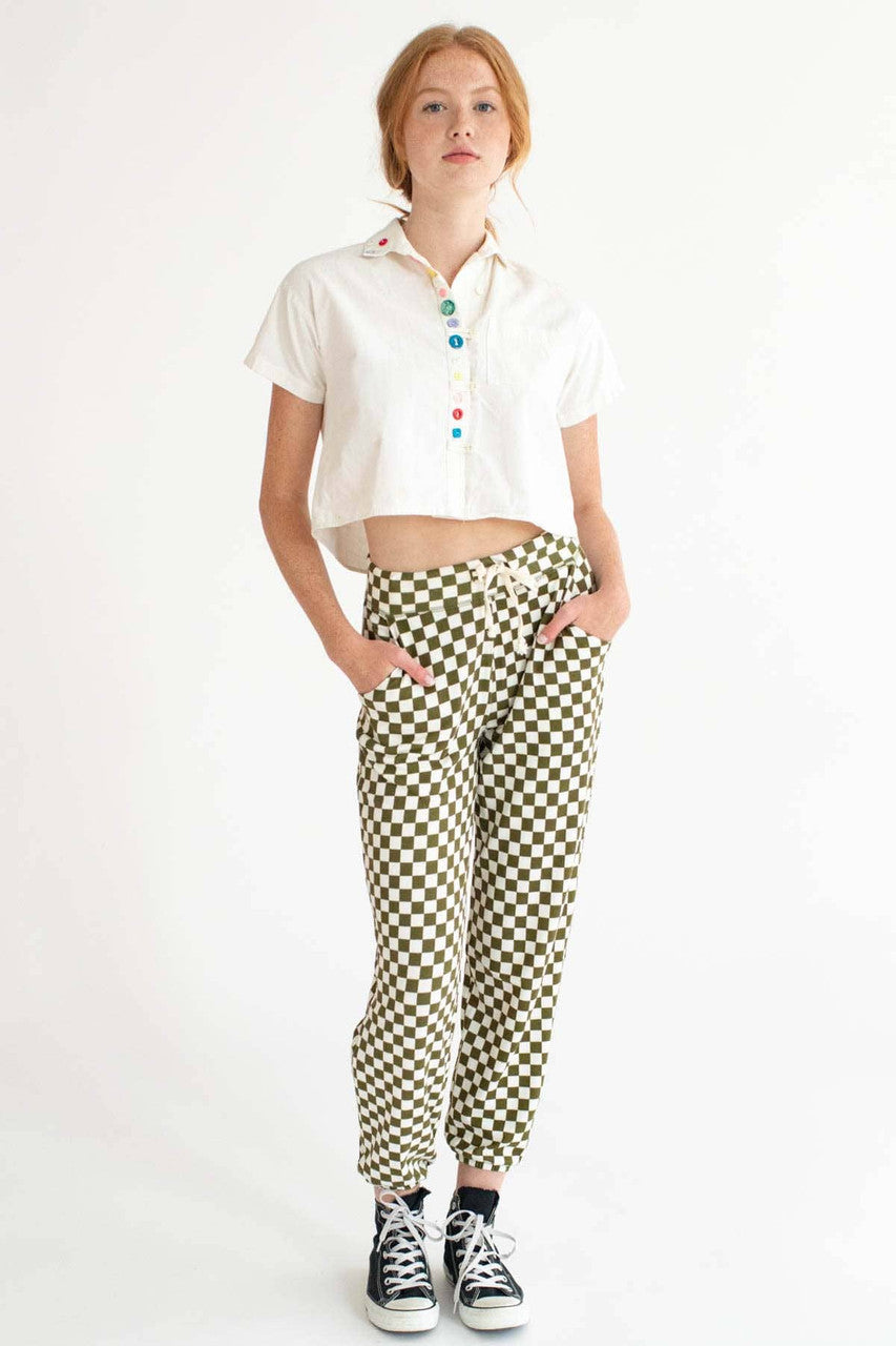 Olive Checkered Joggers