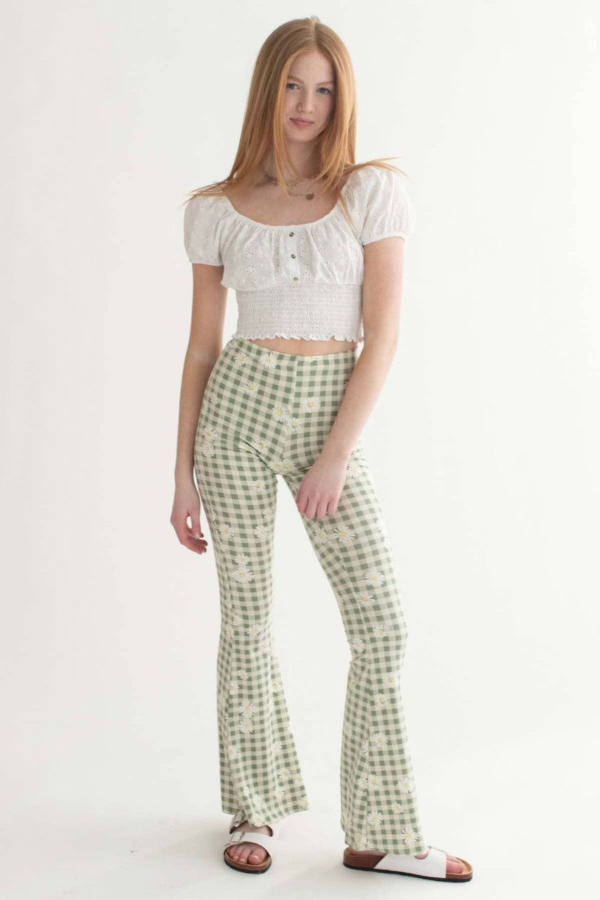 Olive Daisy Gingham Bell Bottoms