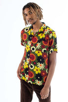 Olive Flower Button Up Shirt