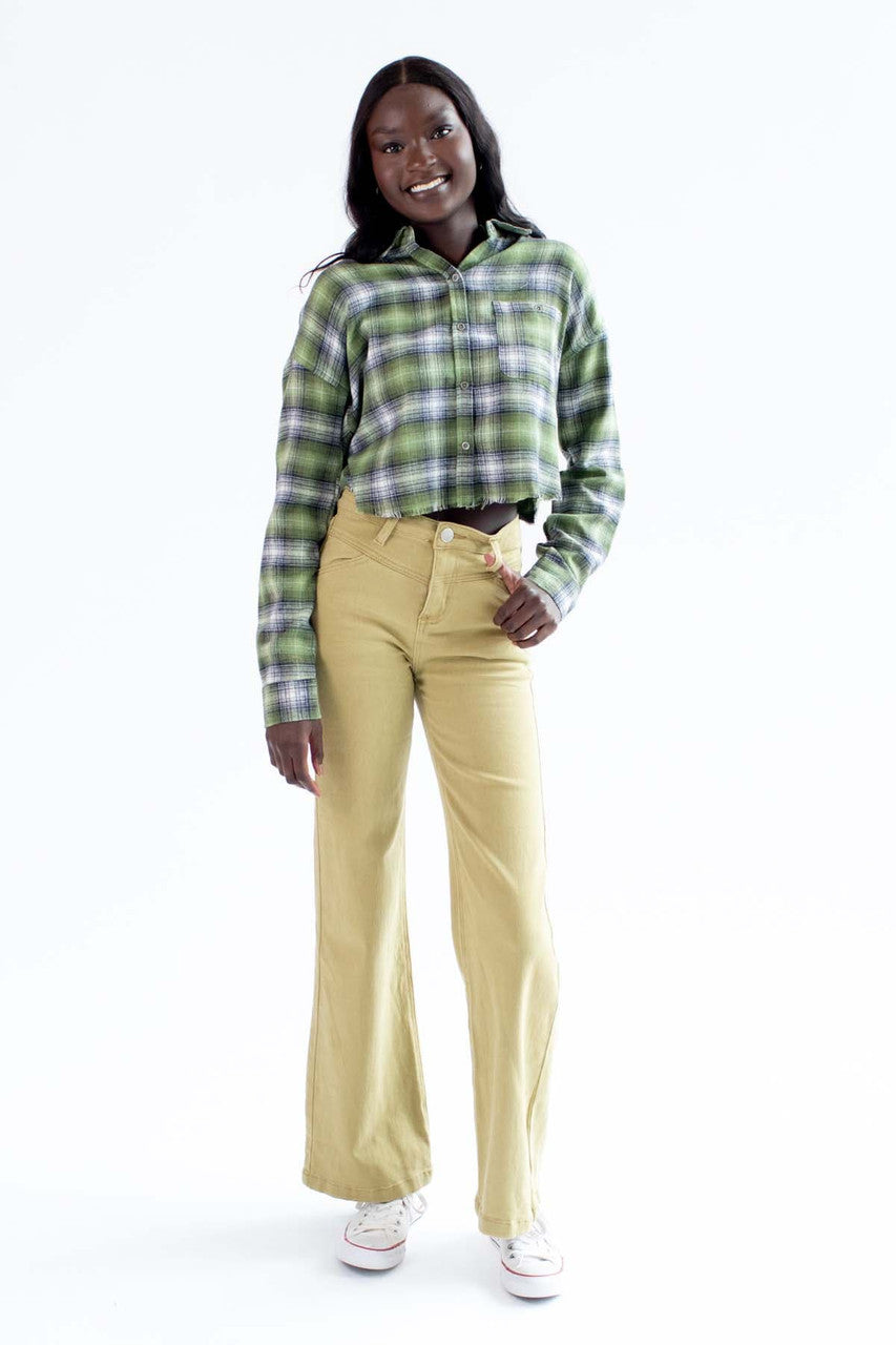 Olive High Rise Wide Leg Pants