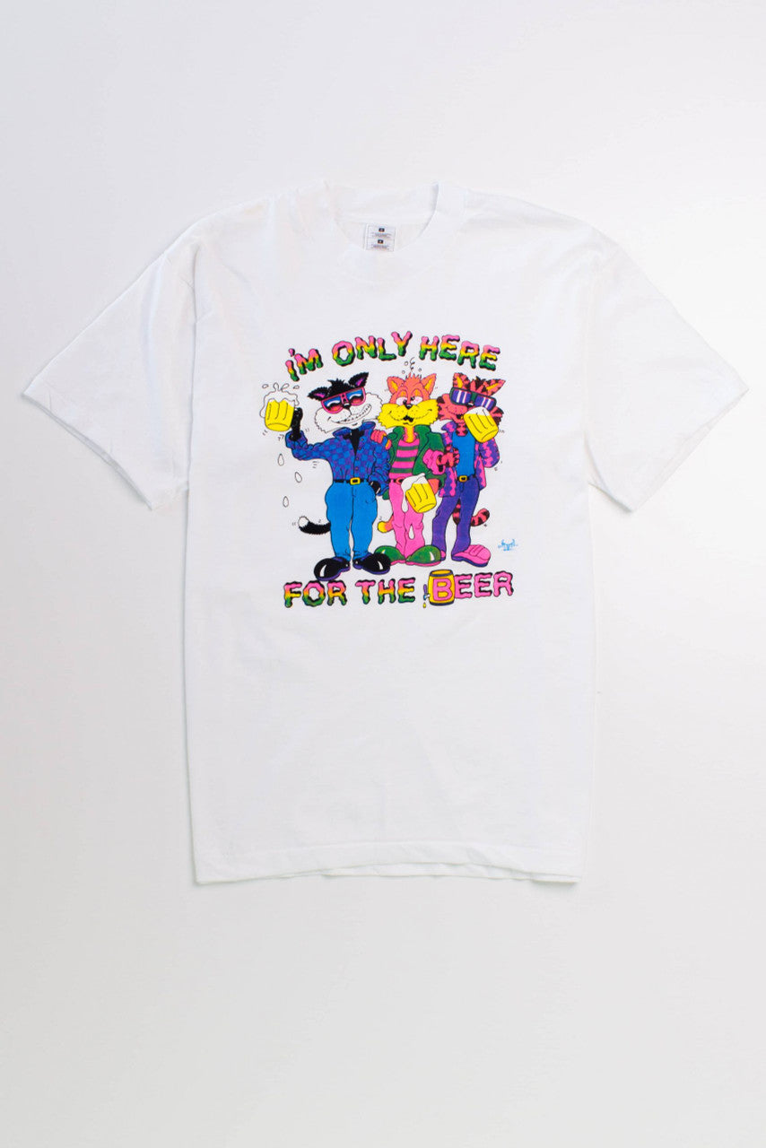 Only Here 4 Beer 90s DEADSTOCK Novelty T-Shirt