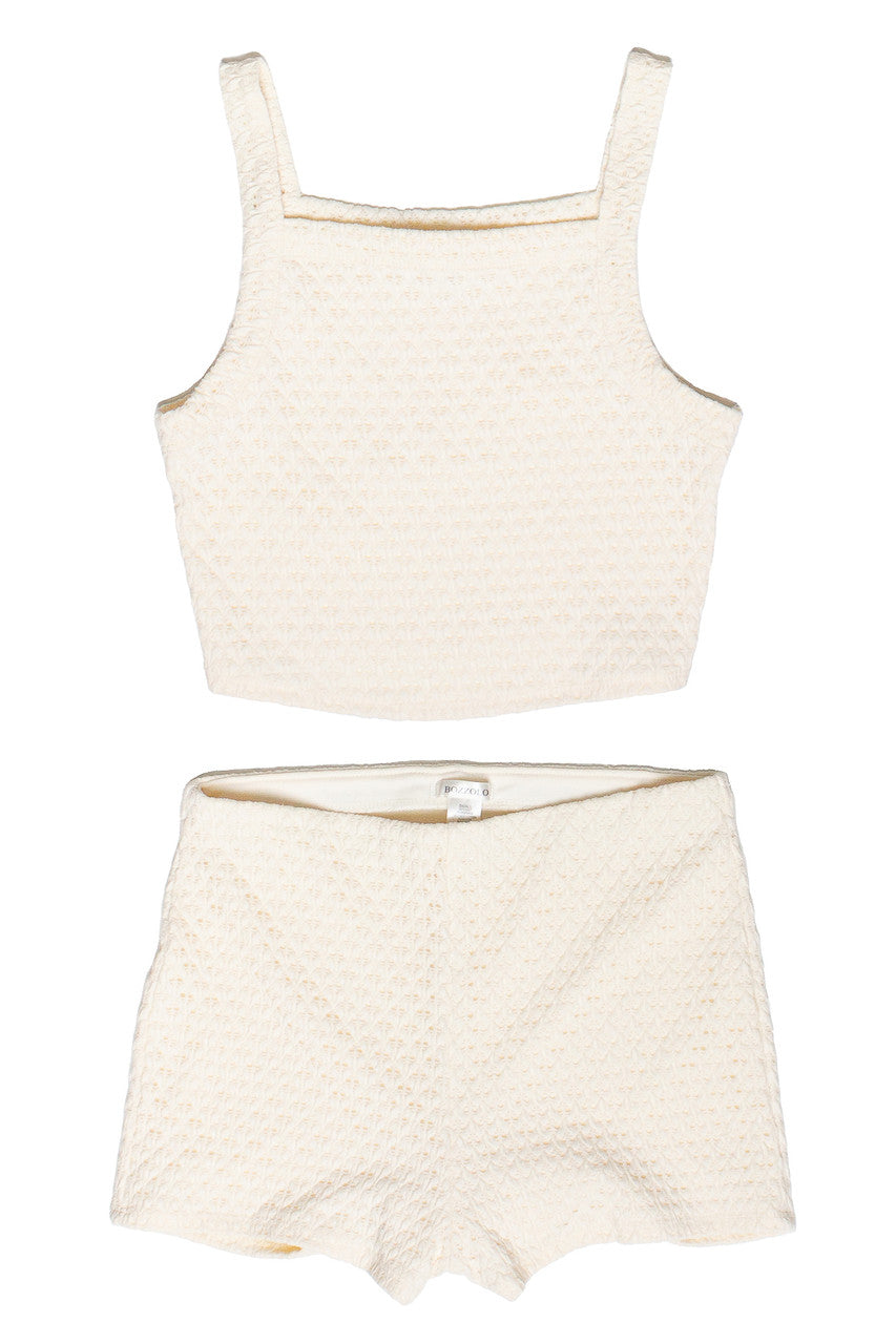 Textured Open Knit Lined Shorts