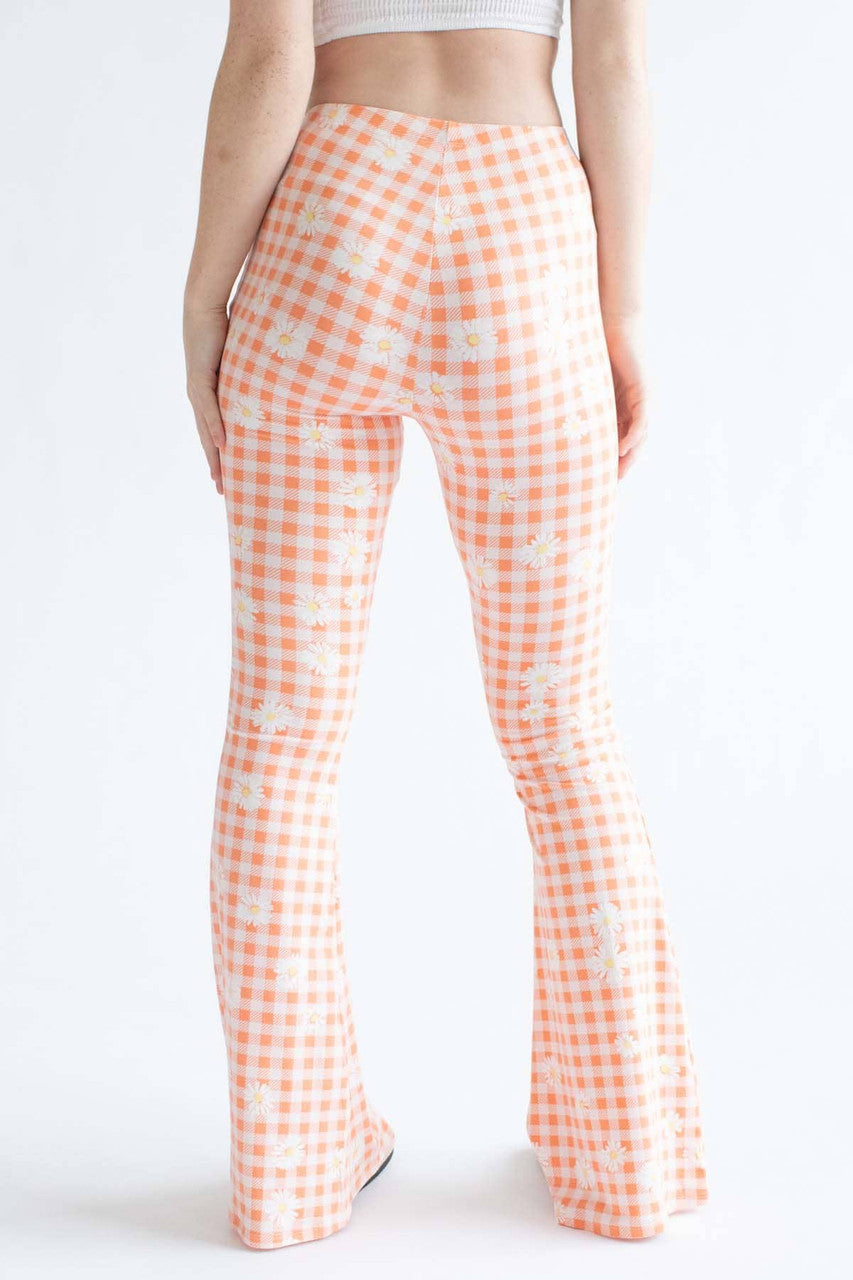 Orange Daisy Gingham Bell Bottoms