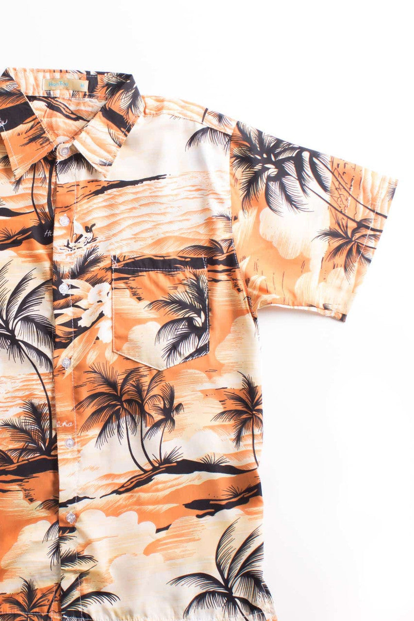 Orange Rolling Waves Hawaiian Shirt