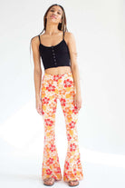 Orange Hawaiian Print Bell Bottoms