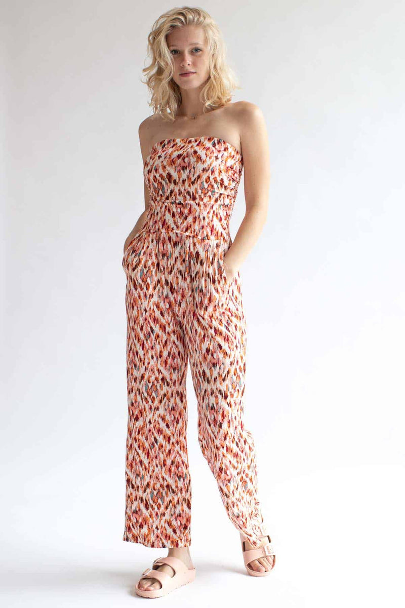 Orange Ikat Ruched Tube Jumpsuit – Ragstock