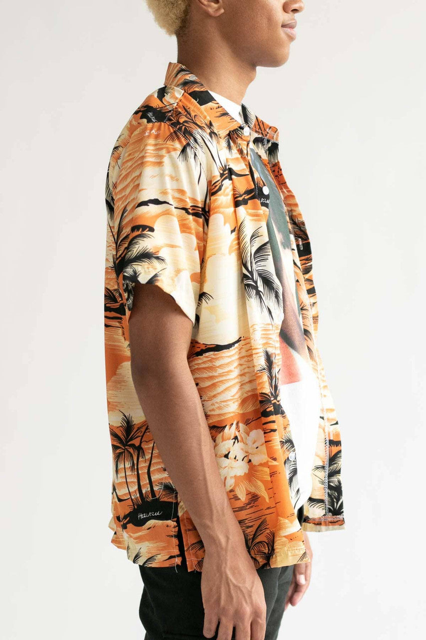 Orange Rolling Waves Hawaiian Shirt