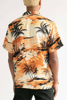 Orange Rolling Waves Hawaiian Shirt