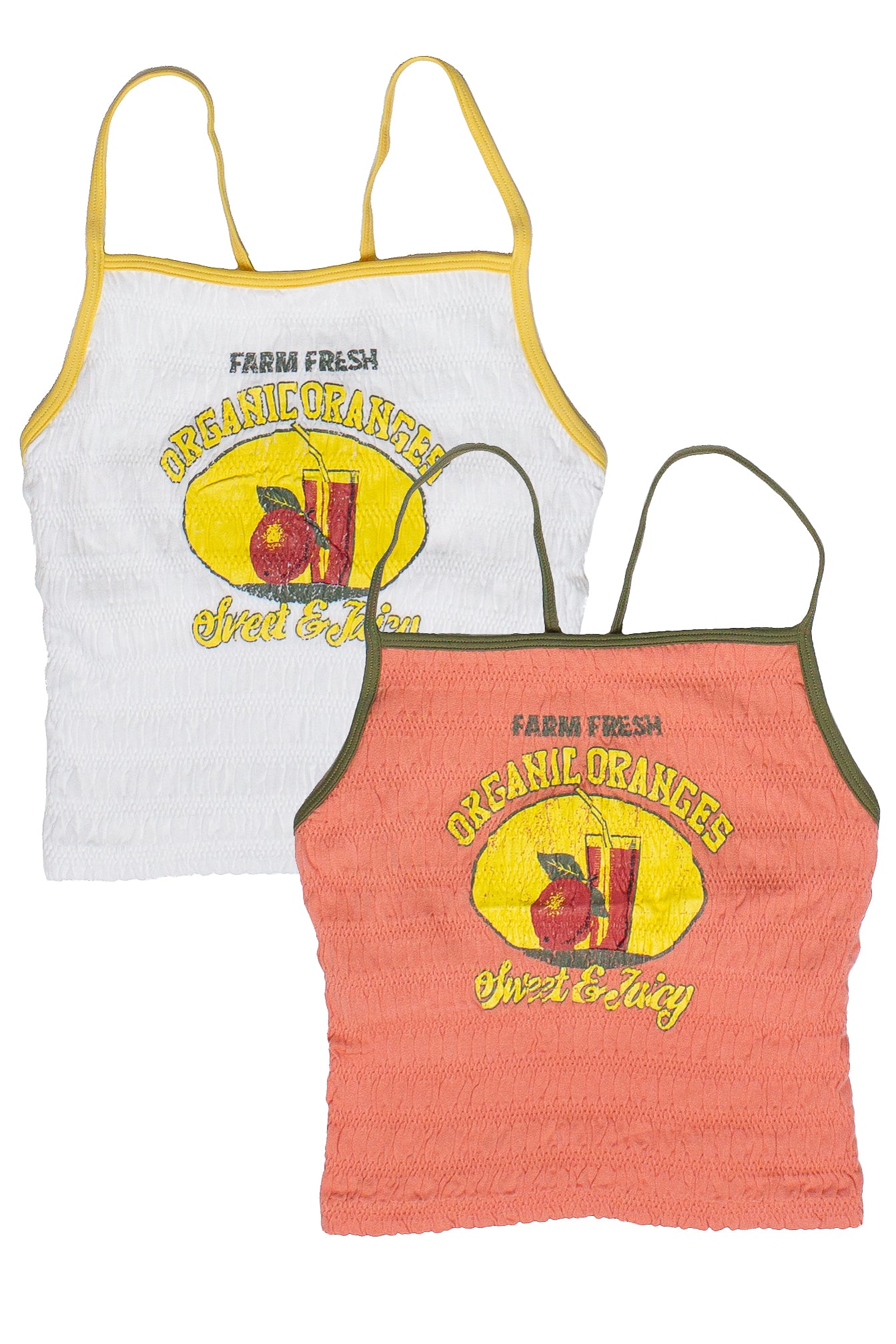 Organic Oranges Shirred Tank Tops