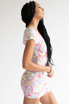 Pastel Marble Cut Out Mini Dress