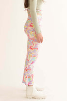 Pastel Marble Wrap Waist Bell Bottoms