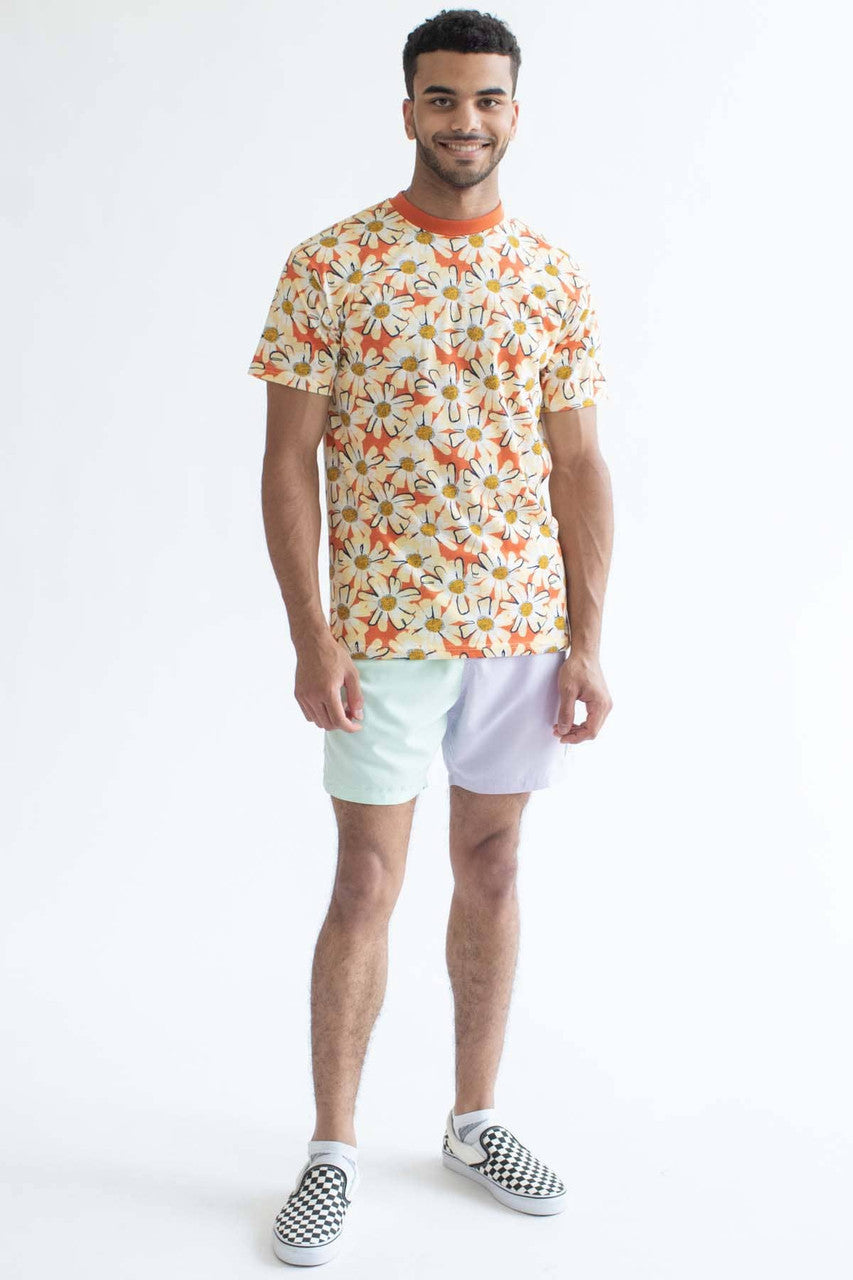 Pastel Purple & Mint Color Blocked Swim Shorts