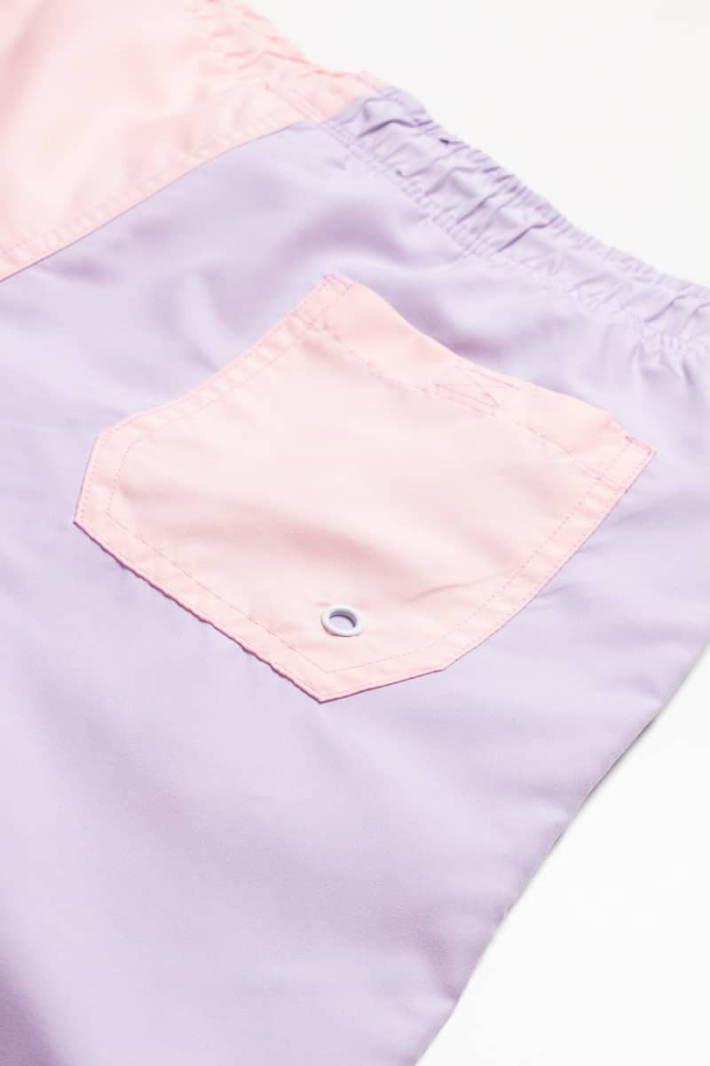 Pastel Purple & Pink Color Blocked Swim Shorts