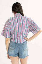 Pastel Striped Tie Waist Vintage Blouse